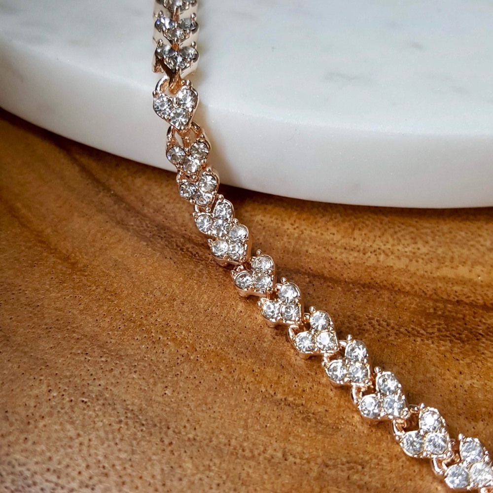 Rose Gold Cubic Zirconia Tennis Bracelet - Picture 3 of 8